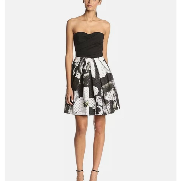 Trina Turk Dresses & Skirts - TRINA TURK WOMEN'S JORDAN BRUSHSTROKE FLORAL STRAPLESS DRESS BLACK